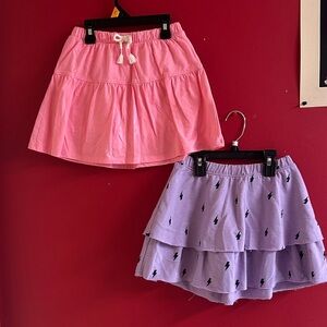 Kids Pink and Lavender Tiered Skort Set - Soft Pull-On Skirt size 7